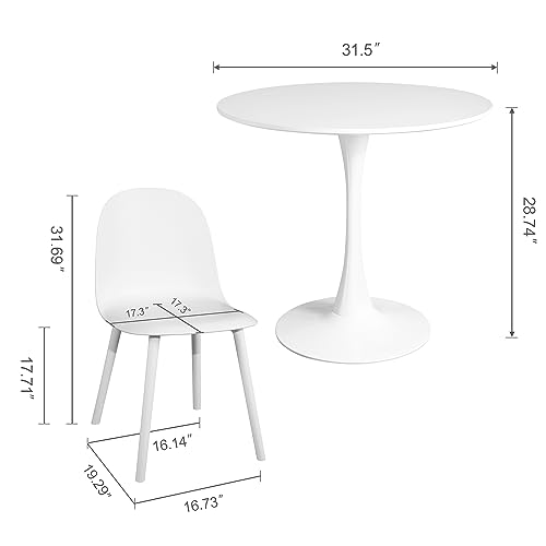 Mid Century Modern Round Dining Table Set for 4 with Chairs - Like New