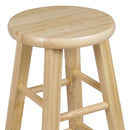 PJ WOOD CLASSIC ROUND-SEAT 24 INCH KITCHEN COUNTER STOOLS, NATURAL, 2 PACK - Like New