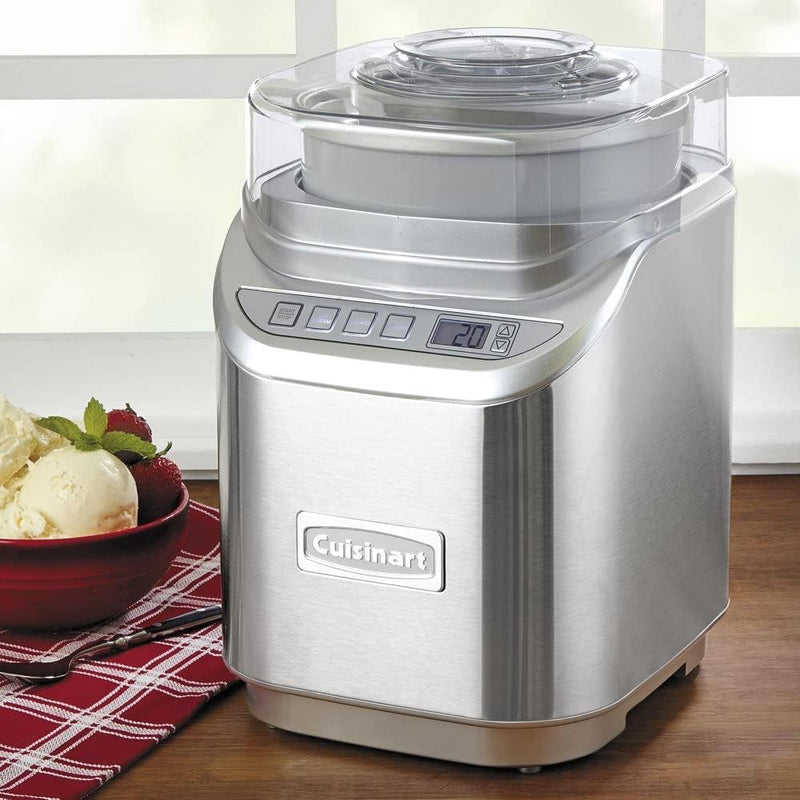 Cuisinart ICE-70FR 2QT Ice Cream Maker Machine with LCD Screen Stainless Steel Like New