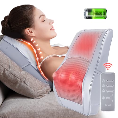 Boriwat Cordless Back Massager with Heat, Neck Massager with Wireless Remote - Like New