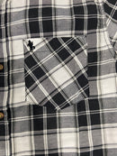 BLACK HORSE MEN'S S/S WOVEN PLAID SHIRT - BLACK AND WHITE MENS SMALL - Brand New