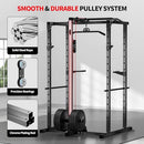 JEEKEE POWER RACK WITH LAT PULLDOWN 2000LBS POWER CAGE MULTI FUNCTION - BLACK - Like New