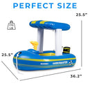 ZONE TECH BOAT INFLATABLE POOL FLOATS KIDS HARBOR MASTER PATROL 1 PACK - BLUE - Like New