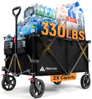 HIKENTURE FOLDING WAGON CART PORTABLE LARGE CAPACITY BEACH WAGON - BLACK - Like New