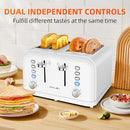 RAMJOY TOASTER 4 SLICE DUAL INDEPENDENT CONTROLS EXTRA WIDE SLOT - WHITE - Like New