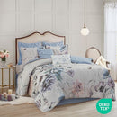 MADISON PARK FLORAL COTTON COMFORTER SET, 8PC QUEEN SET, CASSANDRA BLUE/WHITE - Brand New