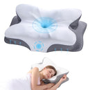 Memory Foam Cervical Neck Pillow For Support And Pain Relief - WHITE/GRAY - Like New