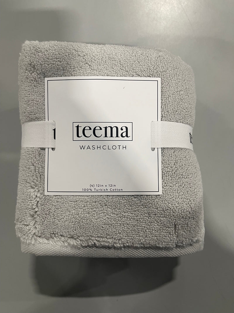 TEEMA 100% TURKISH COTTON WASHCLOTH PACK OF 4 - 12X12 WASHCLOTH STONE - Like New