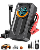HIPOM JUMP STARTER BATTERY JUMPER STARTER PORTABLE AIR COMPRESSOR - BLACK/ORANGE - Like New