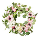NATIONAL TREE 22" ARTIFICIAL SPRING WREATH WITH BLOOMS FLORAL DECORATION - PINK - Like New