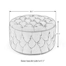 Adeco Round Storage Ottoman Button Tufted Footrest Stool Bench Teal- Velvet - Brand New