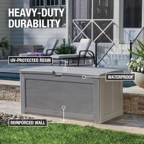 Rubbermaid Extra Large Resin Outdoor Storage Deck Box 134 Gal - Gray - Like New