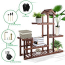B0982XCXTK Wood Plant Stand Indoor Outdoor Multiple Plant Shelf 5 Tiered - Like New