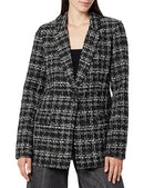 SNK500A THE DROP WOMEN'S BLAKE LONG BLAZER BLACK/WHITE/Black Boucle XS - Brand New