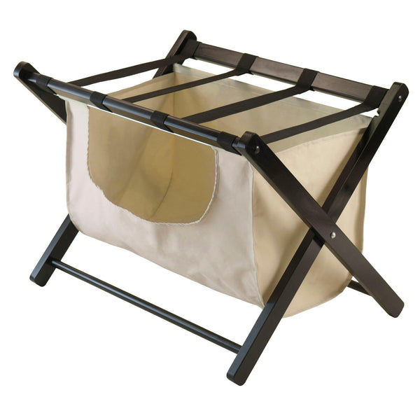 WINSOME DORA LUGGAGE RACK WITH FABRIC BASKET, ESPRESSO 92535 - ESPRESSO - Like New