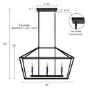 MOTINI 3-Light Kitchen Island Lantern Pendant Chandelier Hanging Light Black - Brand New