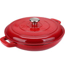 PURICON ENAMELED CAST IRON CASSEROLE BRAISER PAN 3.8 QUART, 12 INCHES - RED - Like New
