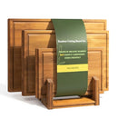 MAXBORO BAMBOO CUTTING BOARD SET WITH STAND, DOUBLE-SIDED, 3PCS - BROWN - Like New