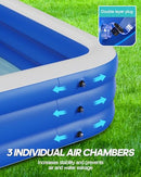 Inflatable Pool with Pump for Kids and Adults 120 x 72 x 22 Full-Sized Thickened - Brand New