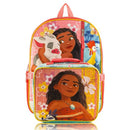 DISNEY 2L 16'' 5PC KIDS' LUNCH SET WITH BACKPACK - MOANA - ORANGE - Brand New