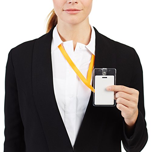 AMAZON BASICS ID BADGE HOLDERS, VERTICAL CLEAR 2.55" X 4.41", PACK OF 50 - CLEAR - Brand New