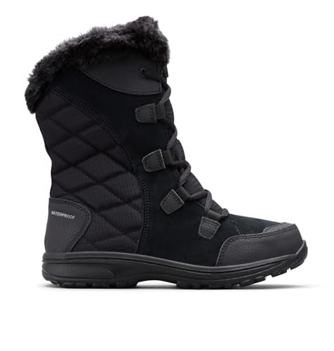 COLUMBIA WOMEN'S ICE MAIDEN II SNOW BOOTS SIZE: WOMEN 7.5 BL1581 Black Grey - Like New