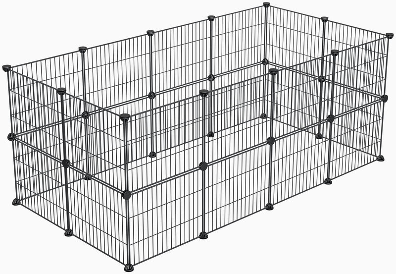 LURIVA SMALL ANIMAL PLAYPEN GGUINEA PIG CAGES 15 X 12 INCH, 24 PANELS BLACK - Like New