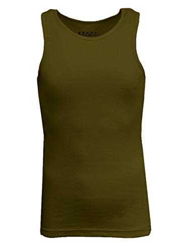 GALAXY BY HARVIC MENS HEAVY-WEIGHT RIBBED TANK TOP SIZE: MEN XL OLIVE - Brand New
