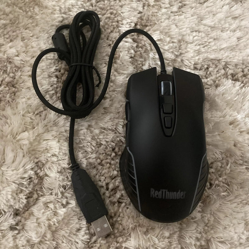 REDTHUNDER CORDED WIRED OPTICAL USB GAMING MOUSE M10 - BLACK - Like New