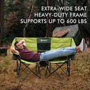 VILLEY Double Camping Chair w/Cooler Bag, Extra Wide Loveseat, 600LBS - GREEN - Like New