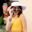 SIMPLICITY WOMEN'S SUMMER FOLDABLE WIDE BRIM BEACH HATS STRAW - WHITE - Like New