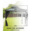 GARVEE 10X10 FT HARDTOP GAZEBO ALL WEATHER DOUBLE ROOF ALUMINUM ALLOY - BLACK - Like New