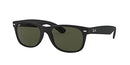 RAY-BAN RB2132 NEW WAYFARER SQUARE SUNGLASSES RUBBER BLACK/G-15 GREEN, 55M - Like New