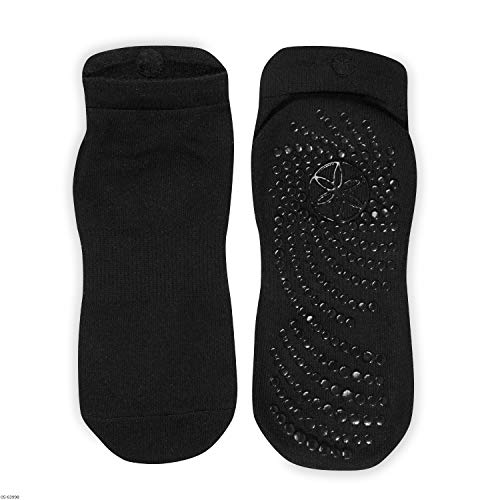 GAIAM GRIPPPY FIT ATHLETIC SOCKS 2PK NONSLIP ANKLE MIDSIZE H/L-ONE SIZE - BLACK - Brand New