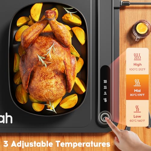 VORIAH ELECTRIC WARMING MAT FOOD 3 TEMP SETTINGS & AUTO SHUT-OFF BW601 - BLACK - Like New