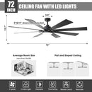 VACZON 72-IN COLOR-CHANGING LED CEILING FAN WITH LIGHT 6 BLADE - BLACK/WALNUT - Like New