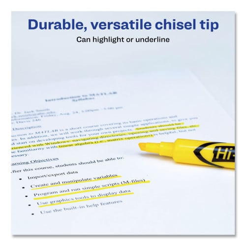 AVERY HI-LITER DESK-STYLE HIGHLIGHTERS CHISEL TIP DOZEN - YELLOW/BLACK - Brand New