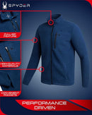 SPYDER MEN'S STRIPE FLEECE FULL ZIP - SIZE: MEN L - NAVY - Brand New