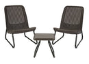 KETER RIO 3 PIECE RESIN WICKER PATIO FURNITURE SET WITH SIDE TABLE - BROWN - Like New