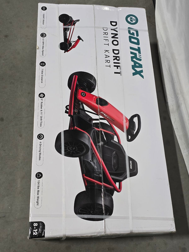 GOTRAX DRIFT GO KART: STEEL FRAME 8.1 MPH WEIGHT DUAL 150W MOTOR - BLACK/RED - Brand New