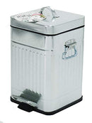 Elaine Karen Deluxe Galvanized Steel Trash Can – 5 Liter - Square - Silver - Brand New