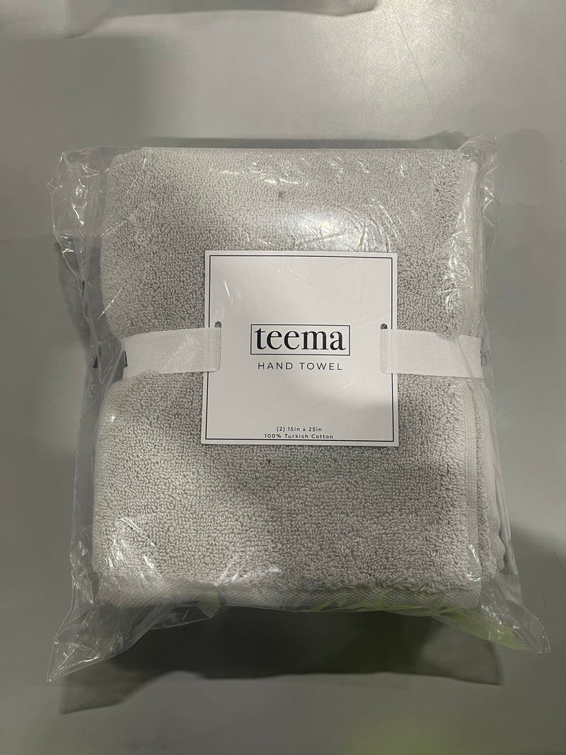 TEEMA 100% TURKISH COTTON HAND TOWEL PACK OF 2 - STONE - Like New