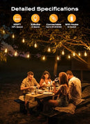 Brightown Outdoor String Lights Patio Lights 100FT ST38 Waterproof Dimmable - Like New