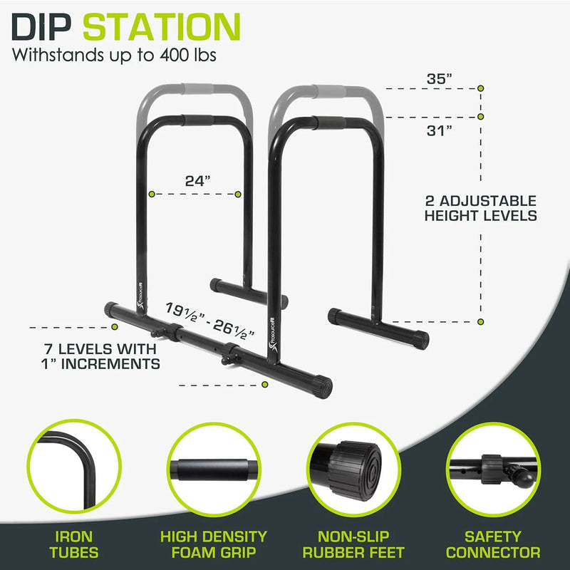 PROSOURCEFIT POWER DIP STATION ADJUSTABLE HEIGHT 31 - BLACK - Like New