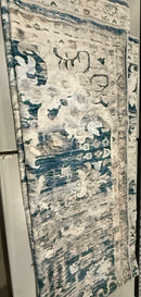 KATHY IRELAND HOME FLANNEL PRINTED AREA RUG 8FT BY 10FT - BLUE IVORY - Like New