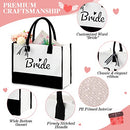 12 Pieces Bride Personalized Tote Bags Reusable Canvas B0BN3RVSPF - Black/White - Brand New