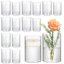COMSAF GLASS CYLINDER VASES PACK OF 16 CLEAR BUD - CLEAR - Like New