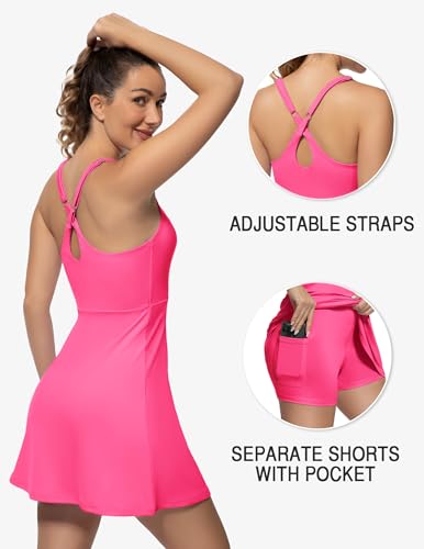 GGOV TENNIS DRESS FOR WOMEN ATHLETIC GOLF DRESS BUILT SEPARATE SHORTS PINK M - Brand New