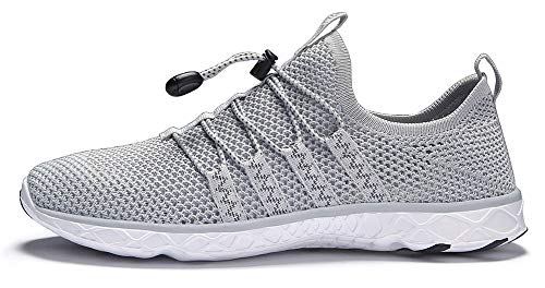 DLGJPA WOMEN'S LIGHTWEIGHT QUICK DRYING AQUA WATER SHOES - SIZE 7.5, LIGHT GRAY - Like New