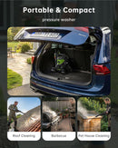 PATOOLIO PRESSURE WASHERS, POWER WASHER WITH 4 LOCKABLE WHEELS - GREEN/BLACK - Like New
